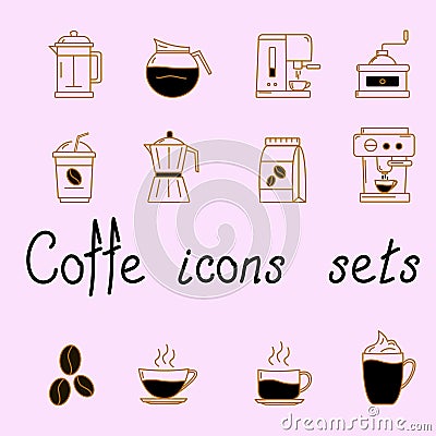 Set of icons with coffee Stock Photo